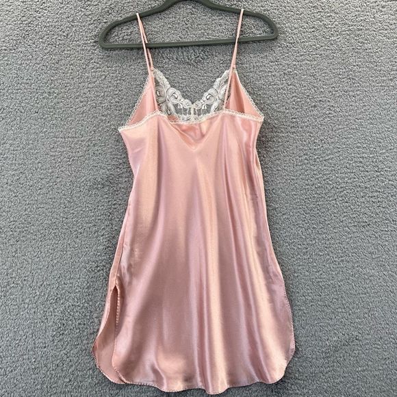 Vintage Light Pink Satin Slip Dress Lace Spaghetti Straps Size Small Coquette - Picture 6 of 9